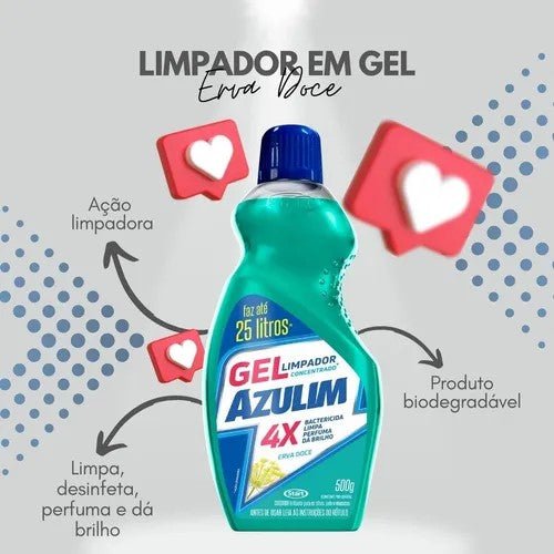Limpador Desinfetante Concentrado em Gel Erva Doce Azulim 500ml - e - dona