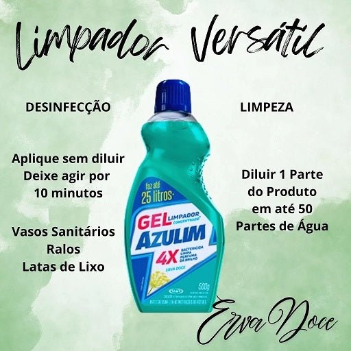 Limpador Desinfetante Concentrado em Gel Erva Doce Azulim 500ml - e - dona
