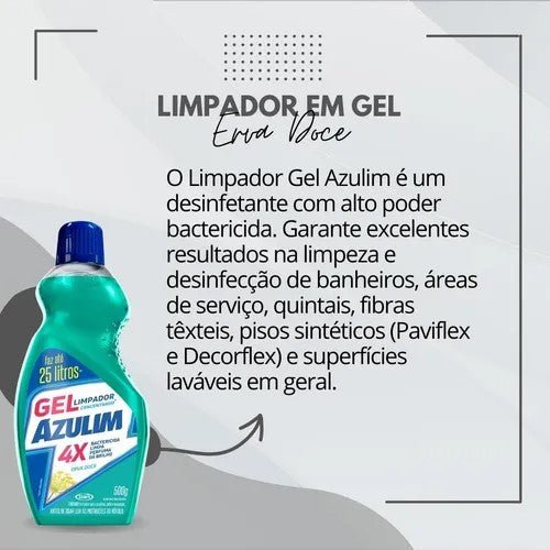 Limpador Desinfetante Concentrado em Gel Erva Doce Azulim 500ml - e - dona