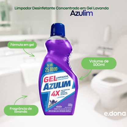 Limpador Desinfetante Concentrado em Gel Lavanda Azulim 500ml - e - dona
