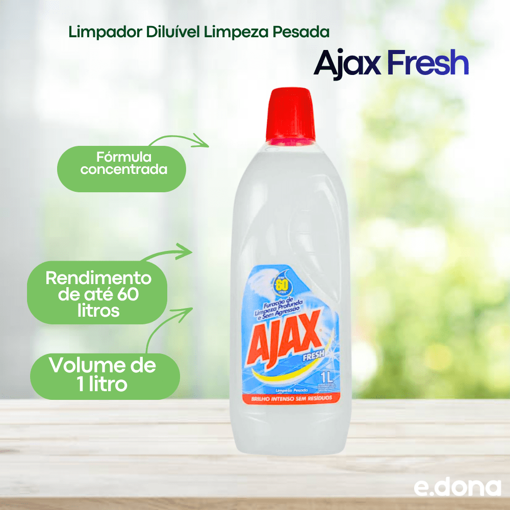Limpador Diluível Limpeza Pesada Fresh Ajax 1 Litro - e - dona
