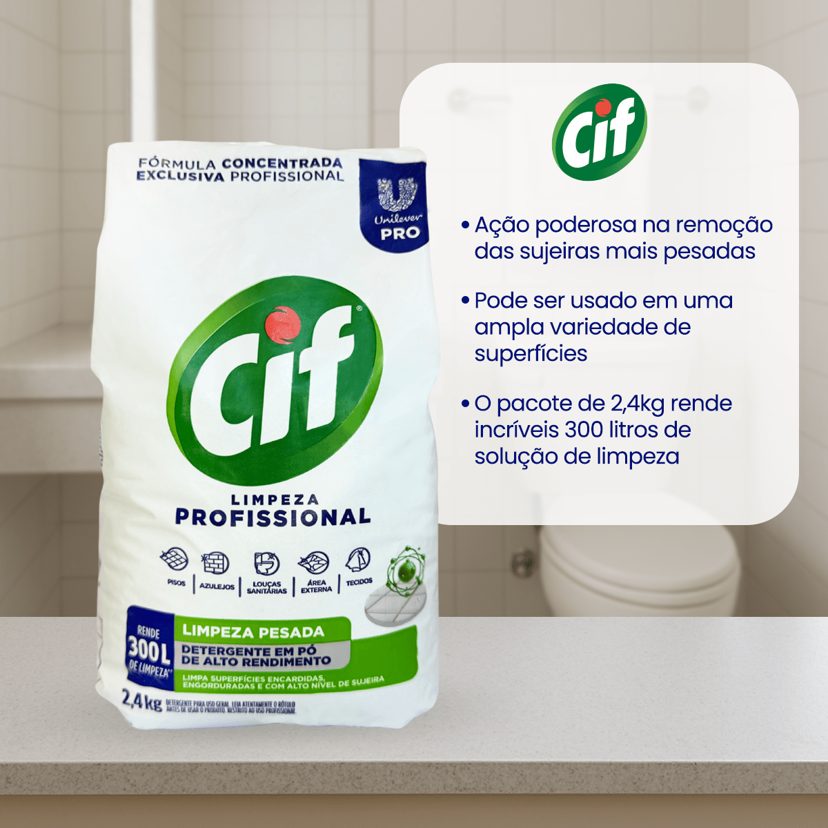 Limpador Em Pó Cif - Limpeza Profissional 2,4Kg - e - dona