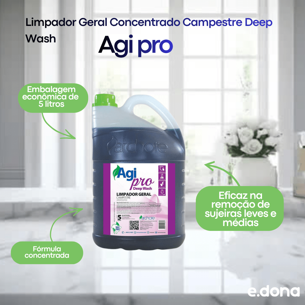 Limpador Geral Concentrado Campestre Deep Wash Agi pro 5 litros - e - dona