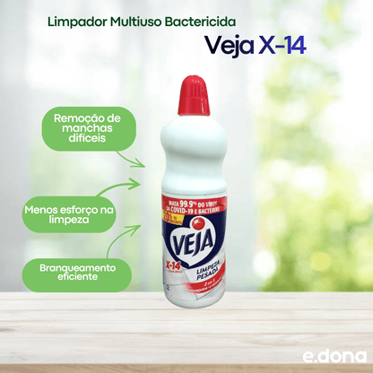 Limpador Multiuso Bactericida Limpeza Pesada 2 em 1 com Cloro Ativo X - 14 Veja 1 Litro - e - dona
