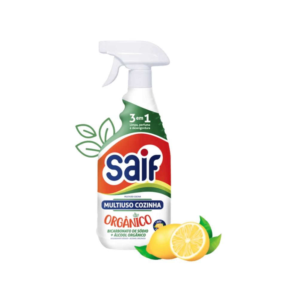 Limpador Multiuso Bicarbonato de Sódio + Álcool Squeeze 500ml Saif - e - dona
