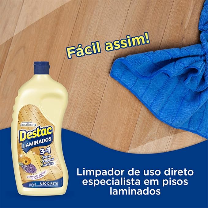Limpador para Piso Laminado uso direto Flores do campo e Lavanda Destac 750ml - e - dona