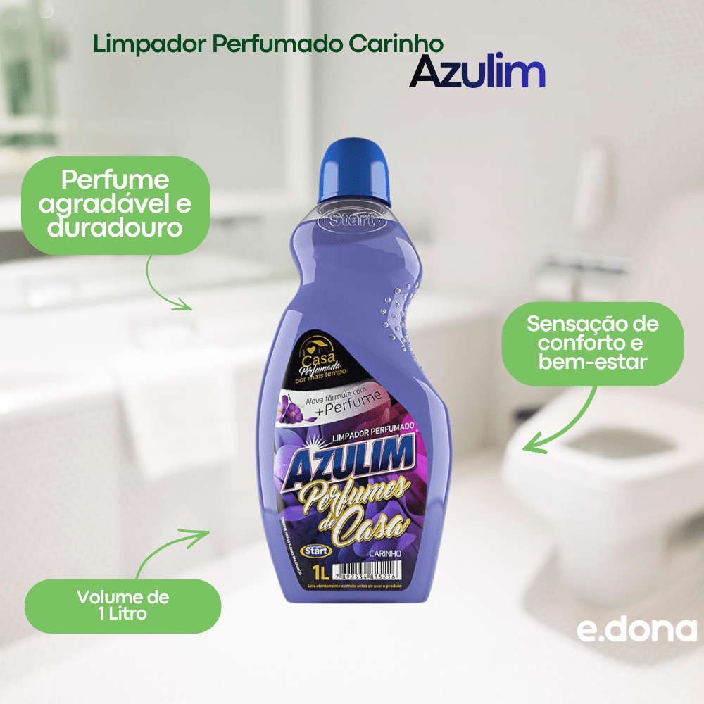 Limpador Perfumado Carinho Azulim 1 Litro - e - dona