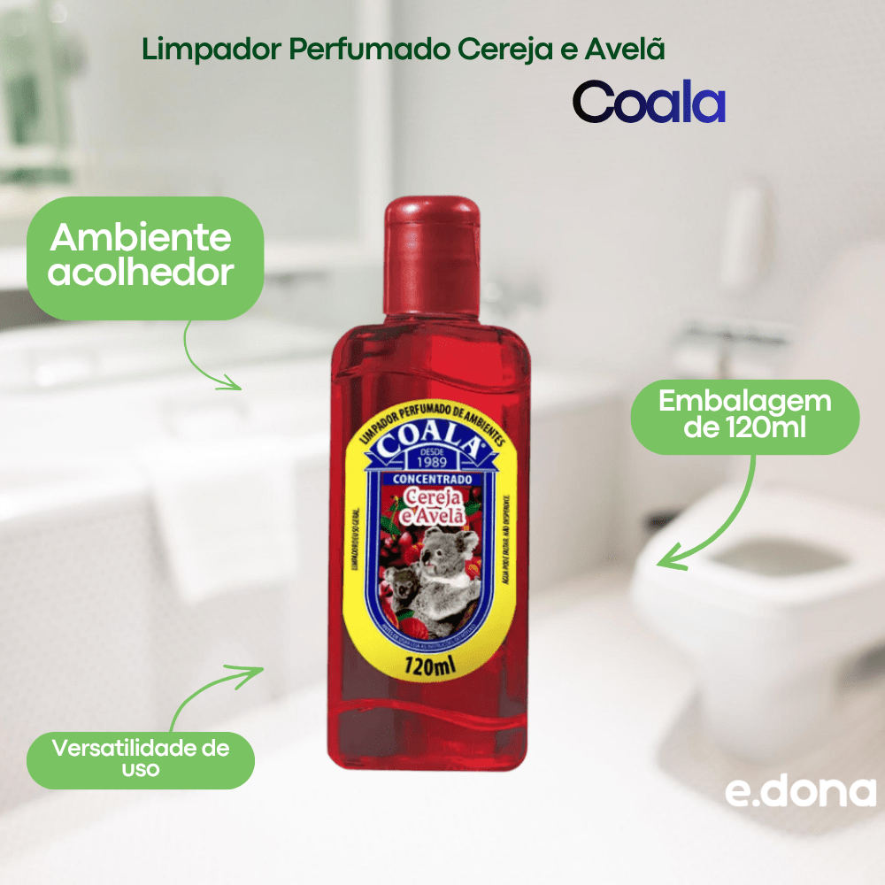 Limpador Perfumado Coala 120ml Cereja e Avelã - e - dona