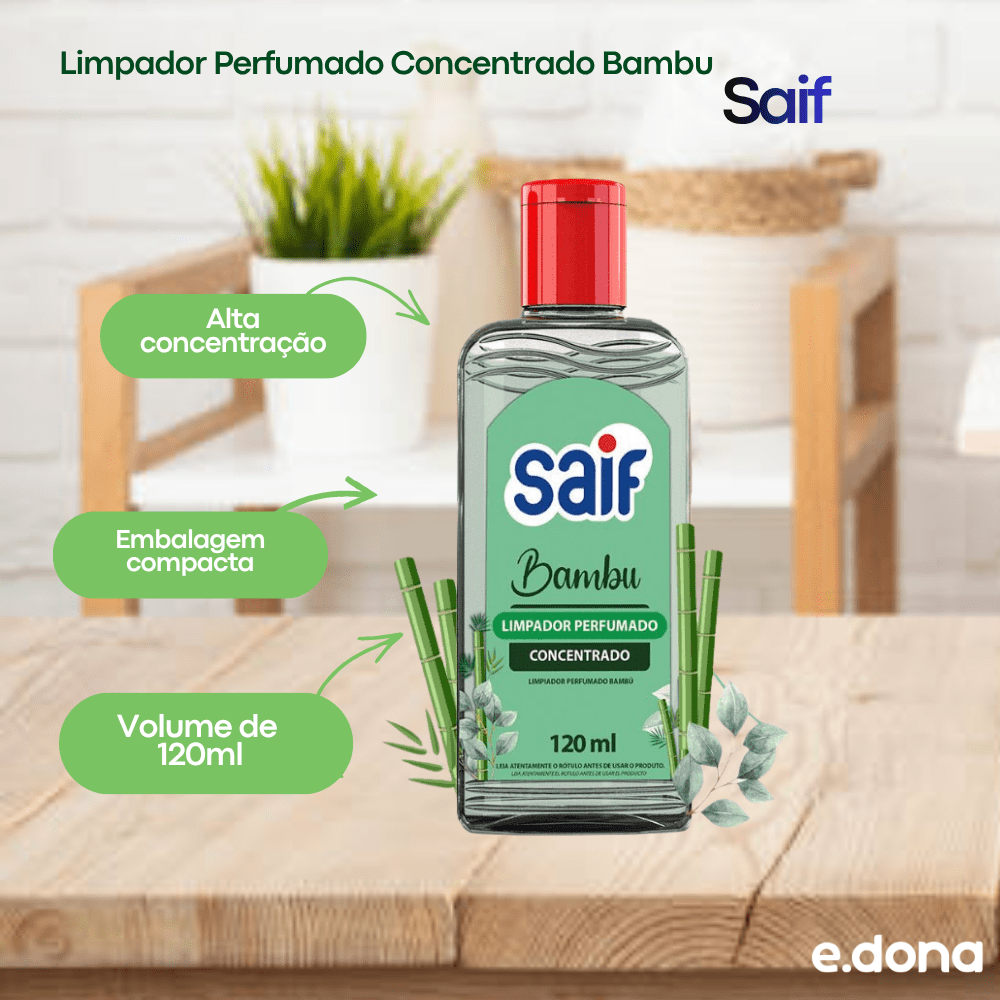 Limpador Perfumado Concentrado 120ml Bambu Saif - e - dona