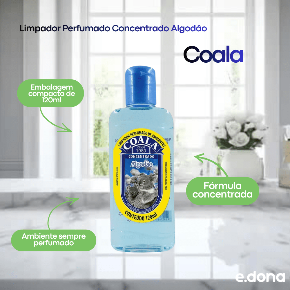 Limpador Perfumado Concentrado Algodão 120ml Coala - e - dona
