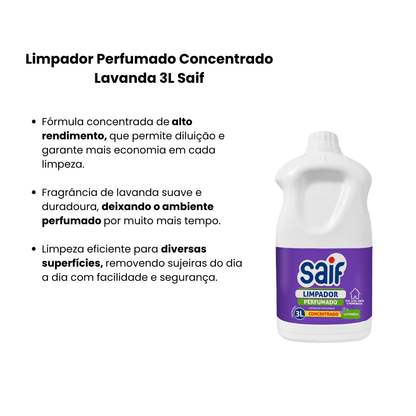 Limpador Perfumado Concentrado Lavanda 3L Saif - e - dona