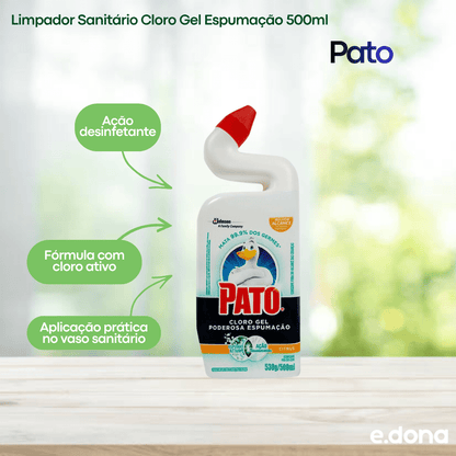 Limpador Sanitário Cloro Gel Espumação 500ml Pato - e - dona
