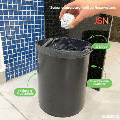 Lixeira 12L redonda Preta EB1P JSN - e - dona