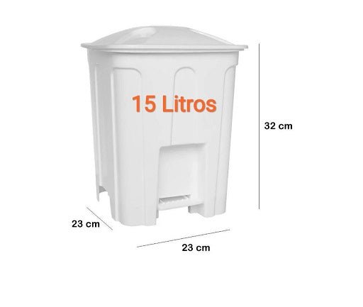 Lixeira 15L quadrada Branca com tampa e pedal Jaguar - e - dona