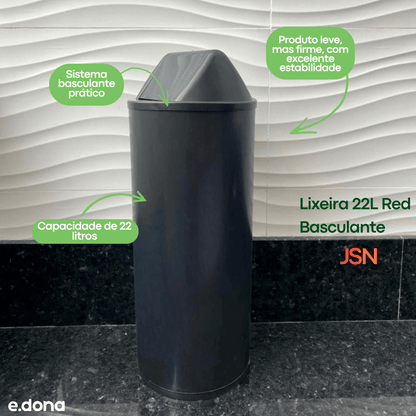 Lixeira 22L Red Bascul PT JSN EB12P - e - dona