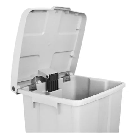Lixeira 60L quadrada Branca com tampa e pedal P60B4 JSN - e - dona