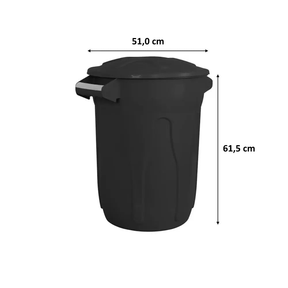 Lixeira 60L redonda com tampa Preto CR60P JSN - e - dona