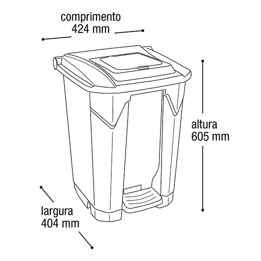 Lixeira Arqplast 60L com Roda e Pedal: Mais Praticidade e Higiene para sua Casa ou Escritório, com Tampa Click e Design Moderno - e - dona