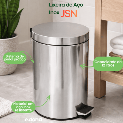Lixeira de Aço Inox 12L com Pedal JSN - e - dona