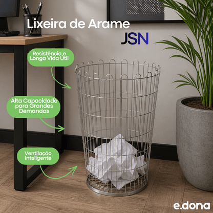 Lixeira de Arame Redonda JSN 100 Litros - e - dona