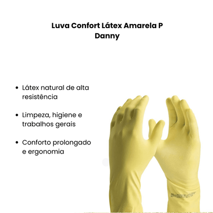 Luva Confort Látex Amarela P Danny - e - dona