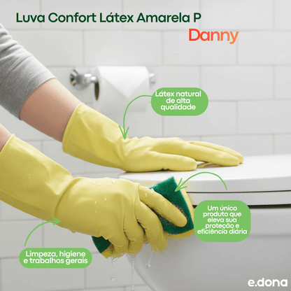 Luva Confort Látex Amarela P Danny - e - dona