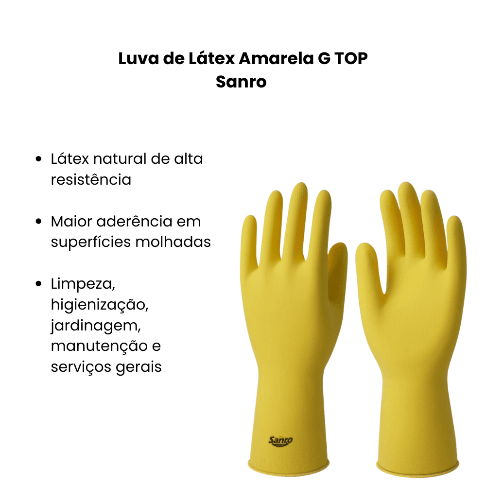 Luva de Látex Amarela G TOP Sanro - e - dona