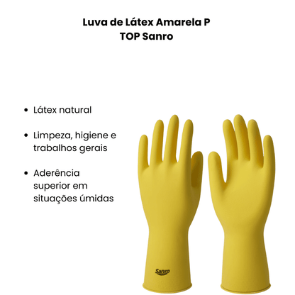 Luva de Látex Amarela P TOP Sanro - e - dona