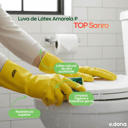 Luva de Látex Amarela P TOP Sanro - e - dona