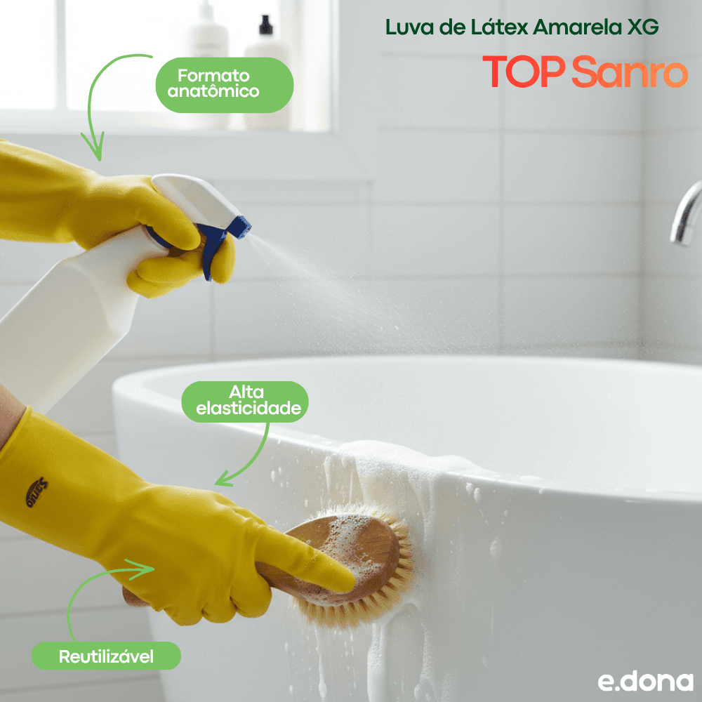 Luva de Látex Amarela XG TOP Sanro - e - dona