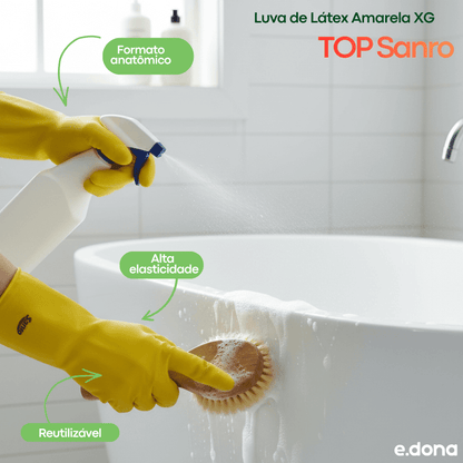 Luva de Látex Amarela XG TOP Sanro - e - dona
