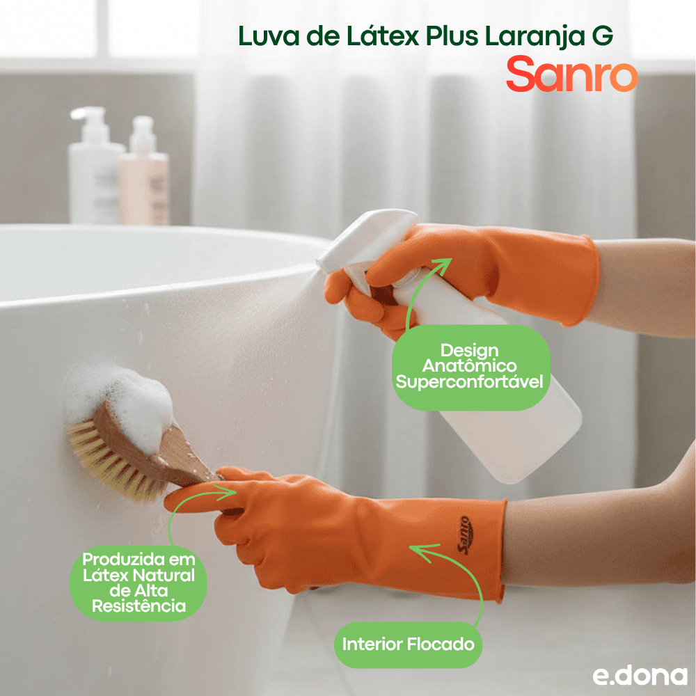 Luva de Látex Plus Laranja G Sanro - e - dona