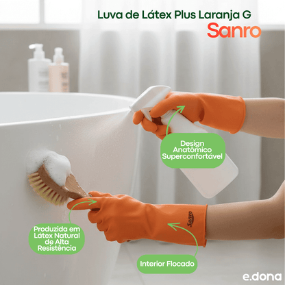 Luva de Látex Plus Laranja G Sanro - e - dona