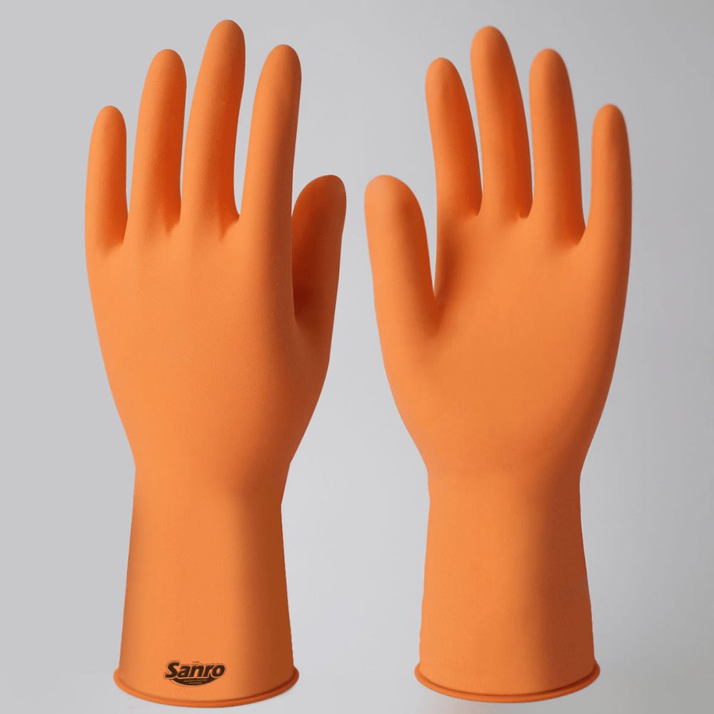 Luva de látex Plus laranja M Sanro CA 6110 para limpeza, higiene e trabalhos gerais - e - dona