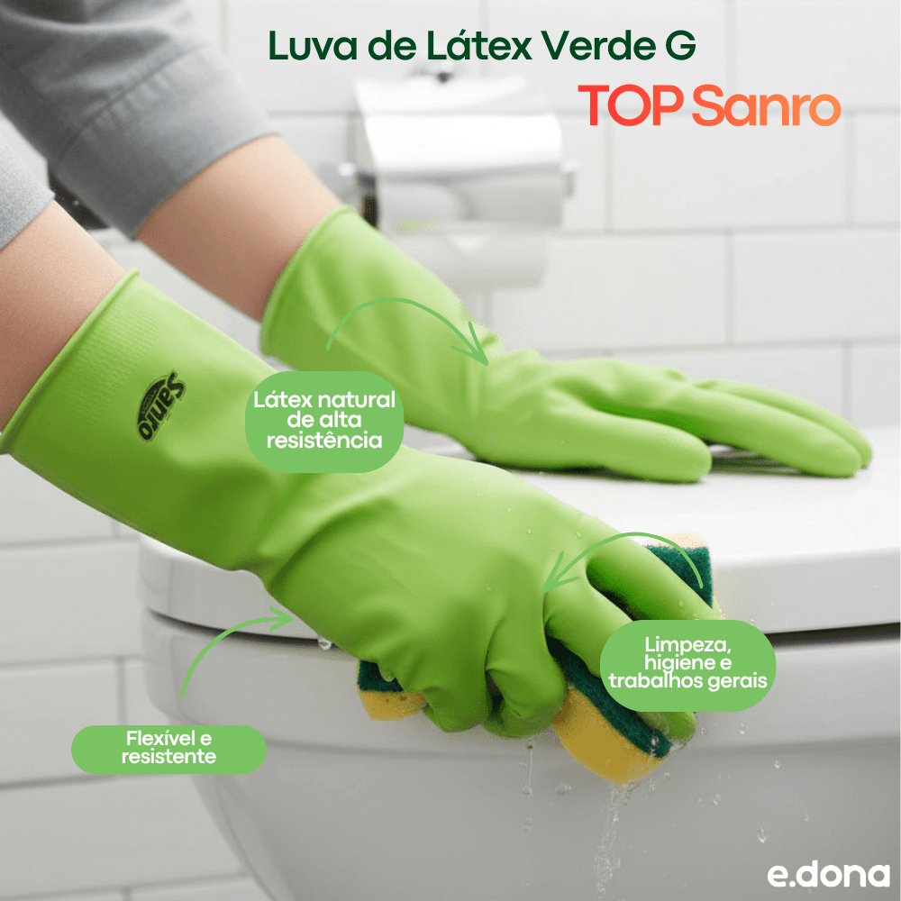 Luva de Látex Verde G TOP Sanro - e - dona