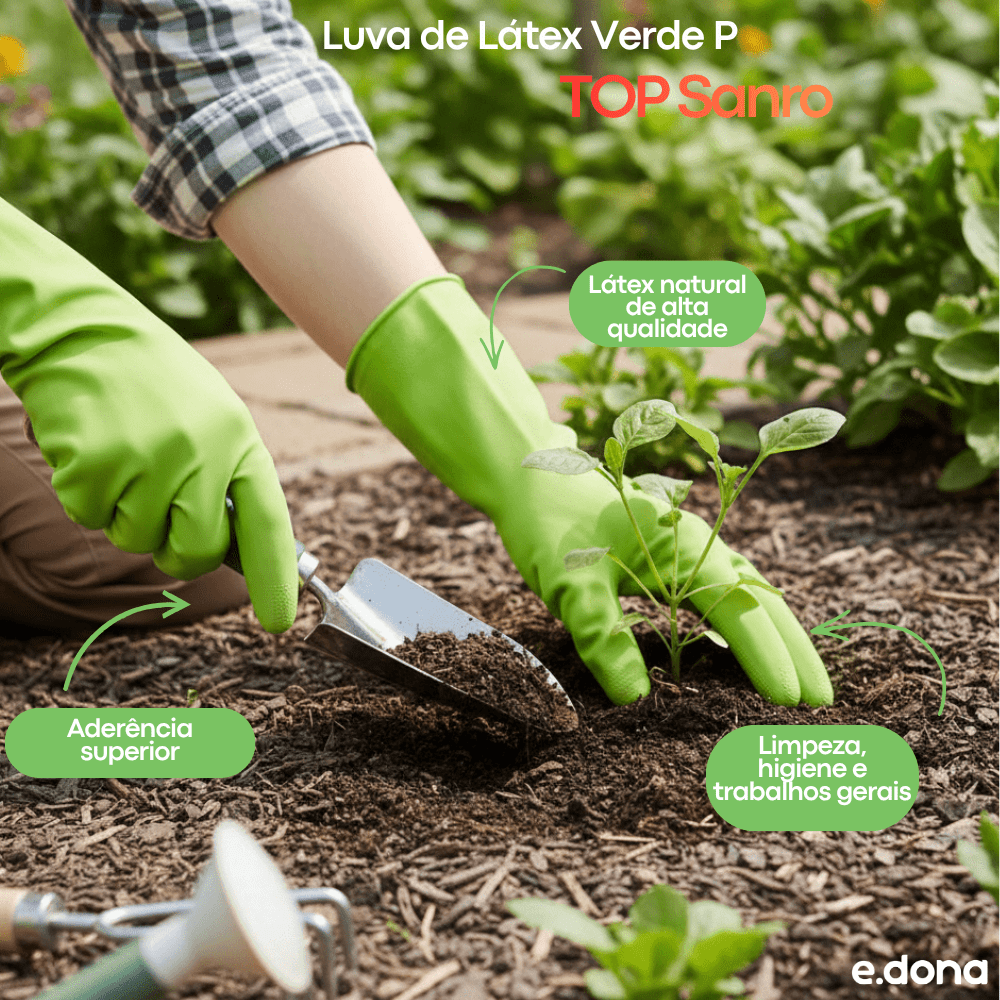 Luva de Látex Verde P TOP Sanro - e - dona