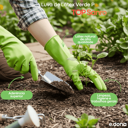 Luva de Látex Verde P TOP Sanro - e - dona