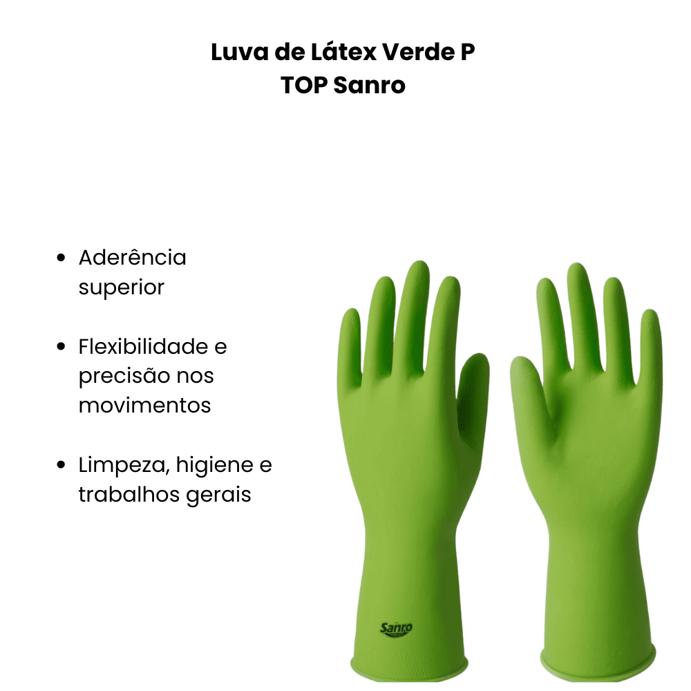 Luva de Látex Verde P TOP Sanro - e - dona
