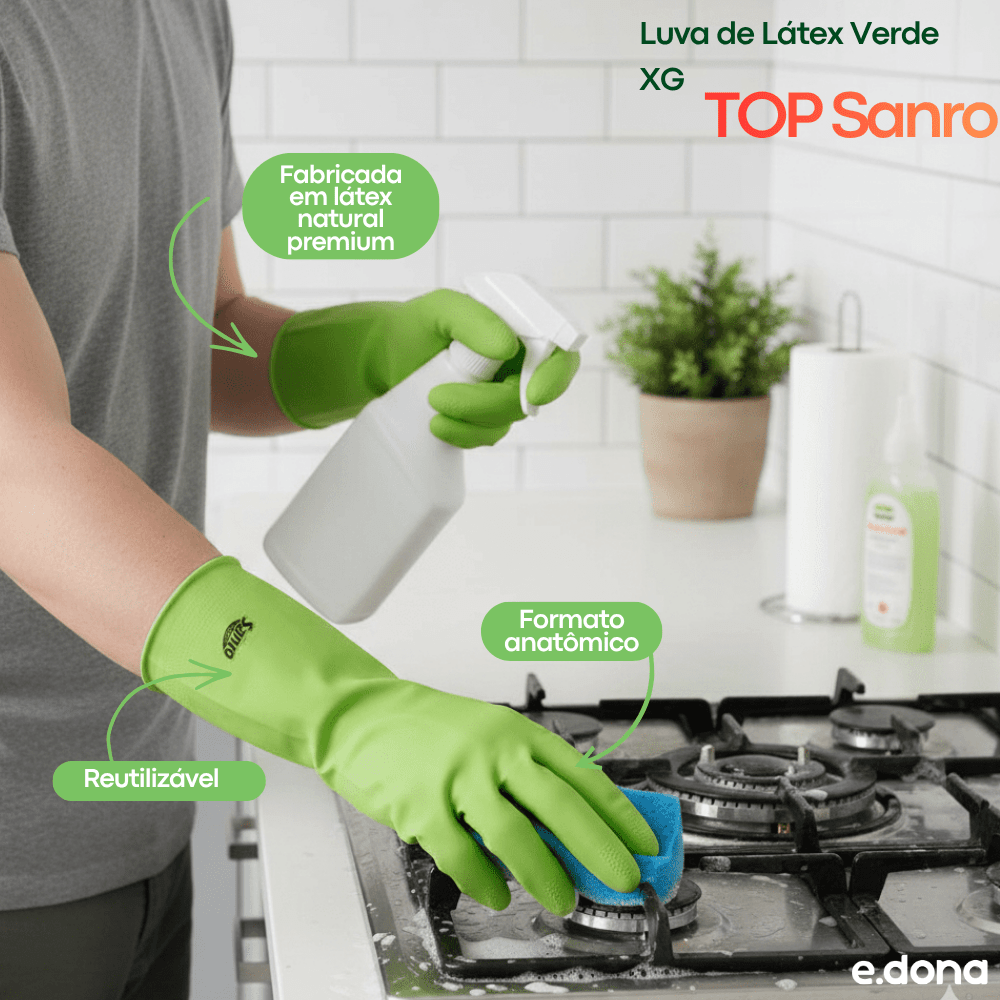 Luva de Látex Verde XG TOP Sanro - e - dona
