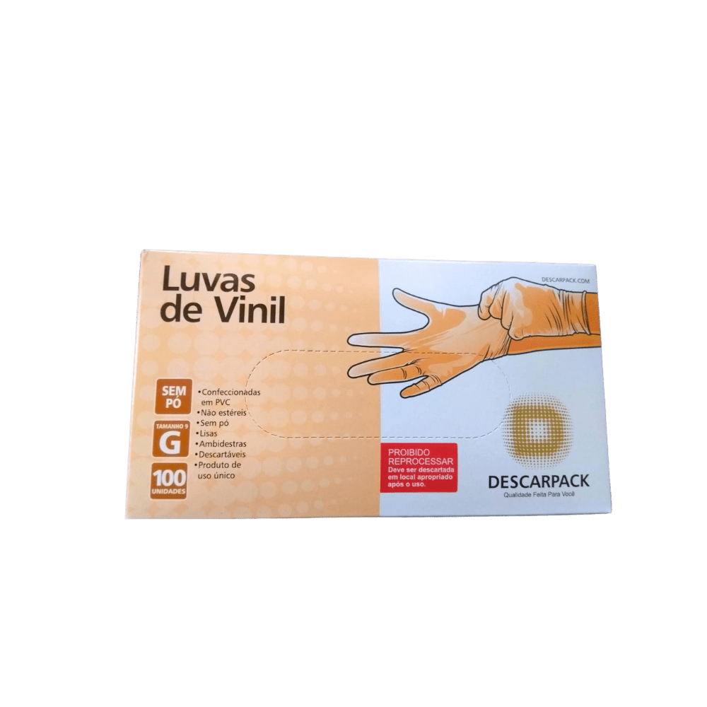 Luva de Vinil sem amido G Descarpack com 100 unidades CA 38625 - e - dona