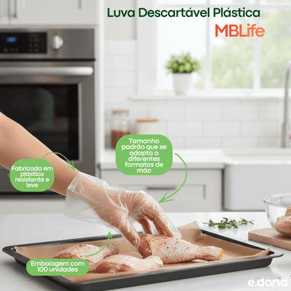 Luva Descartável Plástica MBLife - e - dona