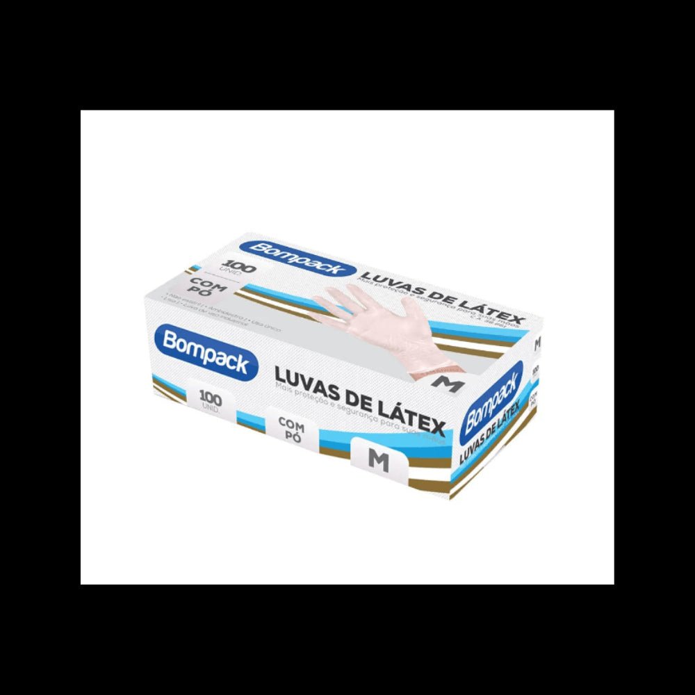 Luva Látex Descartável M Bompack Com Pó - 100 Unidades - e - dona
