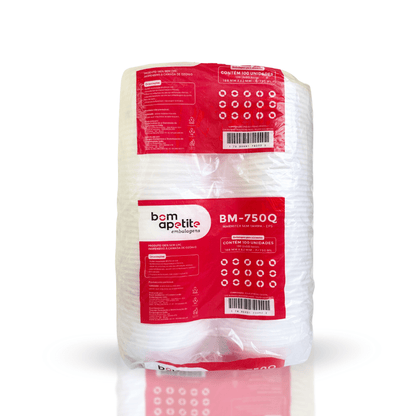 Marmitex de Isopor 750ml sem tampa Bom Apetite com 100 unidades - BM102 - Prático e Econômico para Refeições em Grandes Quantidades - e - dona