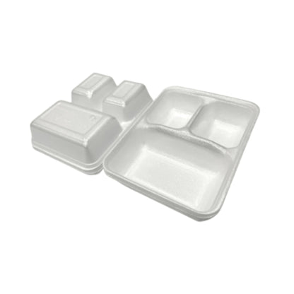 Marmitex de Isopor 900ml Retangular sem tampa 3 divisórias com 50 unidades - Organização e praticidade para suas refeições - e - dona