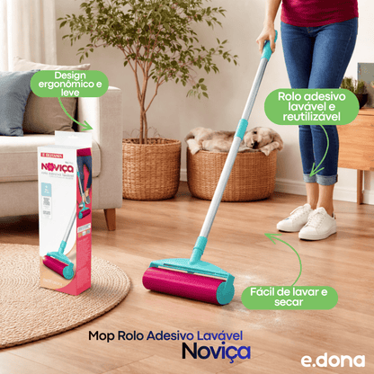 Mop Rolo Adesivo Lavável Noviça - e - dona