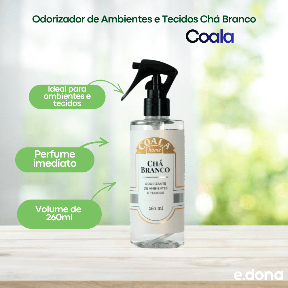 Odorizador de Ambientes e Tecidos Chá Branco Coala 260ml - e - dona