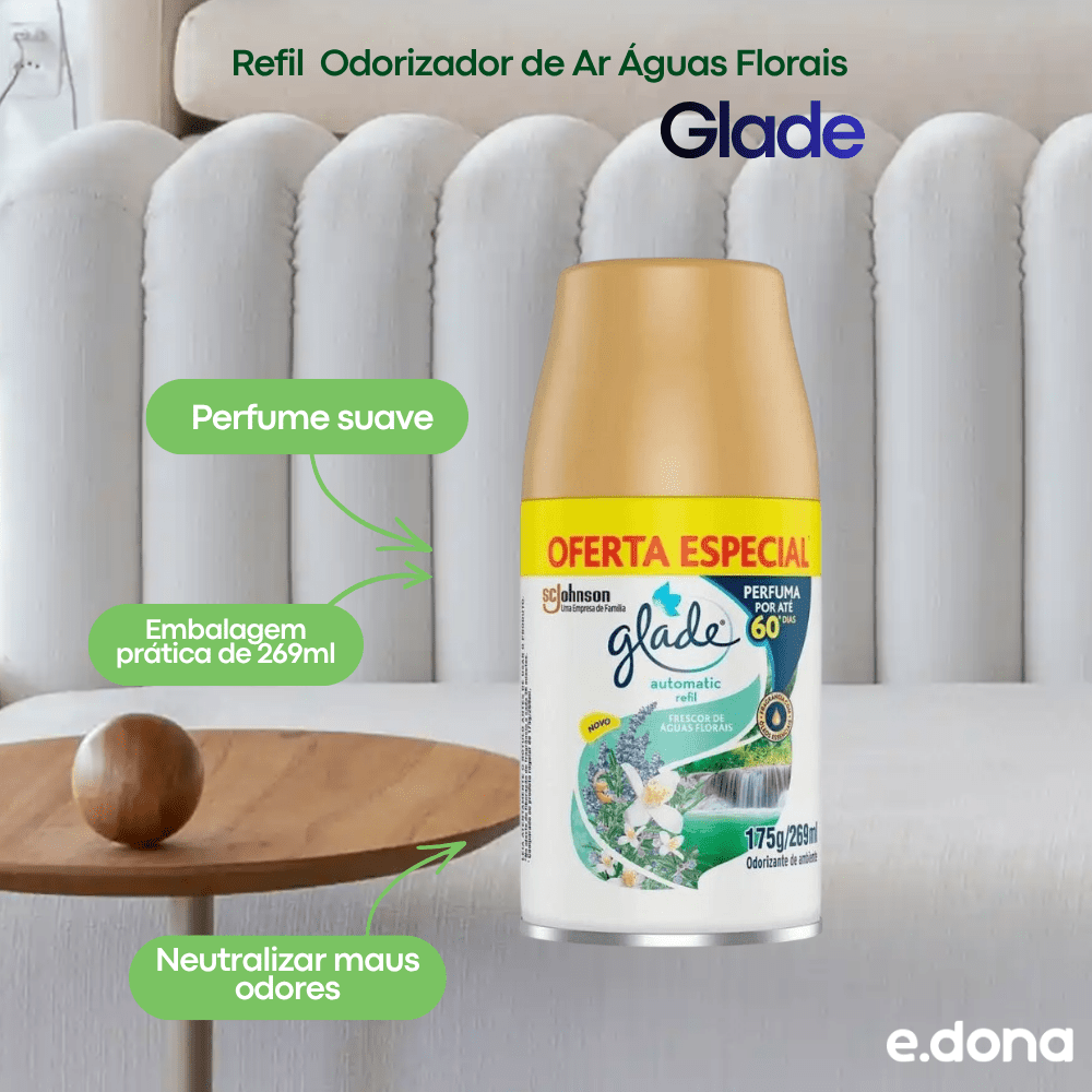 Odorizador de Ar Águas Florais Glade Refil 269ml Promocional - e - dona