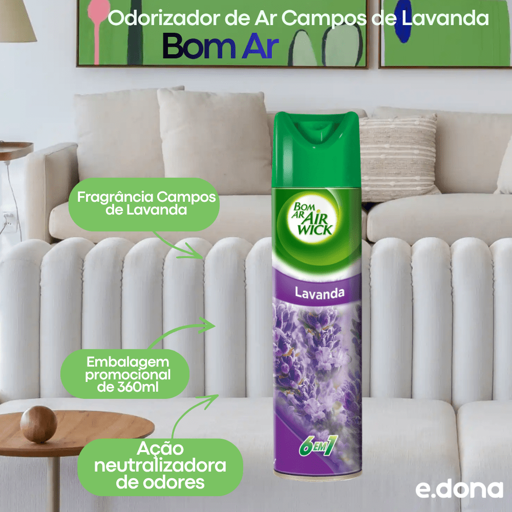 Odorizador de Ar Campos de Lavanda Bom Ar 360ml - e - dona