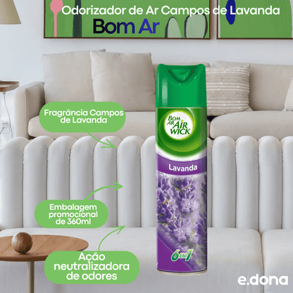 Odorizador de Ar Campos de Lavanda Bom Ar 360ml - e - dona