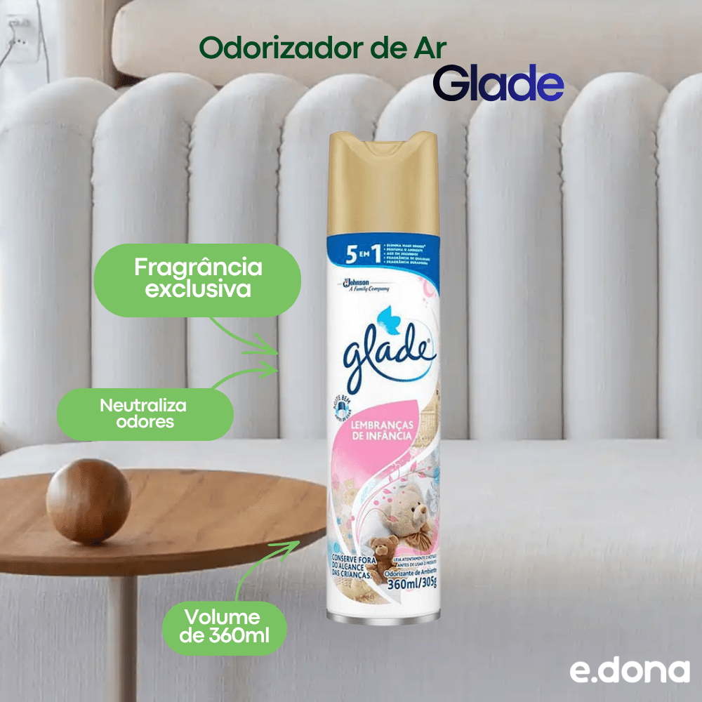 Odorizador de Ar Glade 360ml Lembranças da Infância Promocional - e - dona